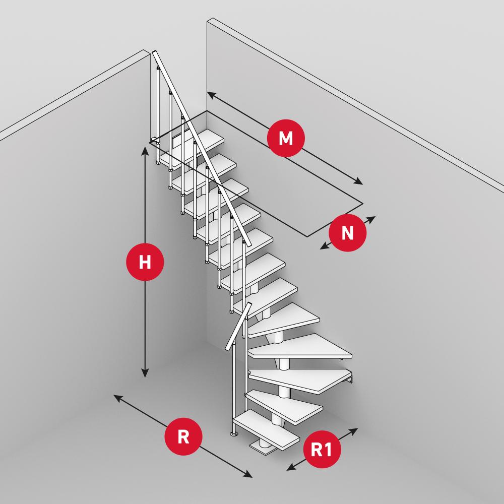 Drawing of a DOLLE modular staircase 