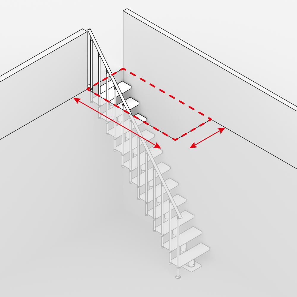 Drawing of a DOLLE modular staircase measurement in ceiling height