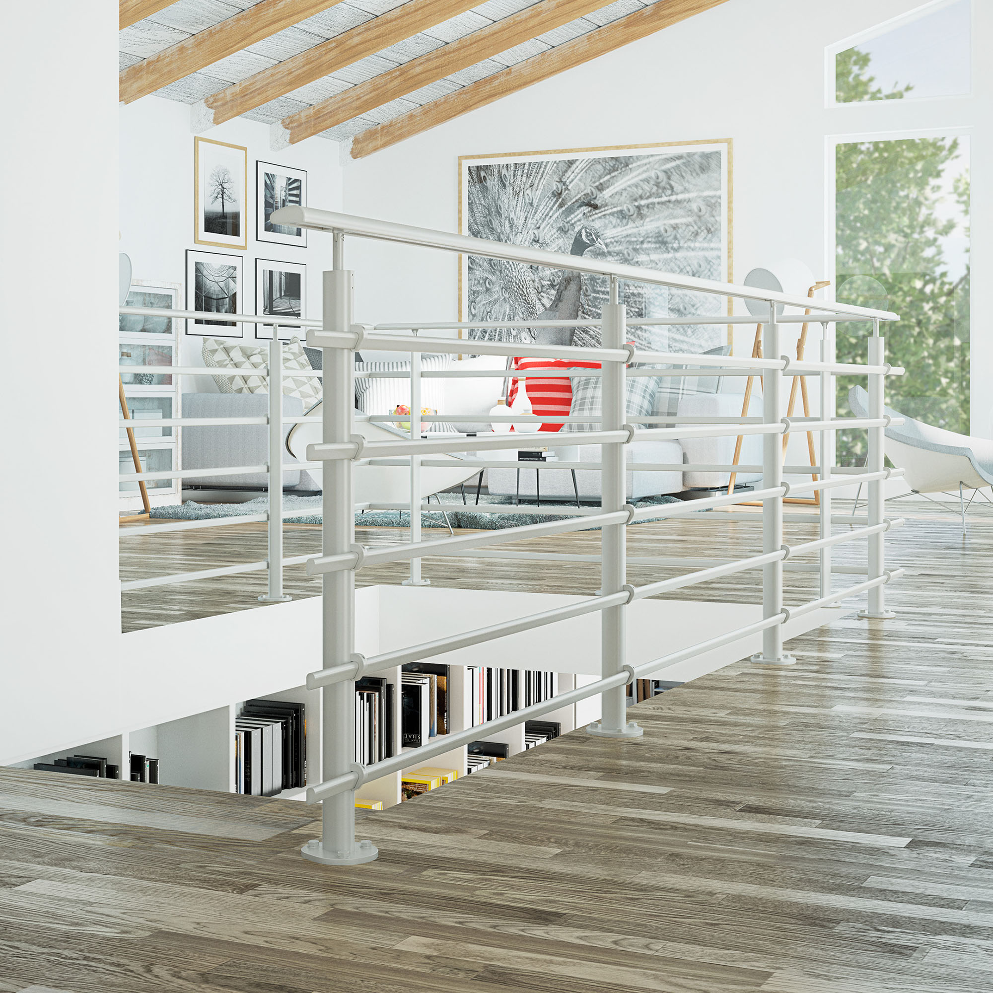 Black vertical balustrade on a staircase 