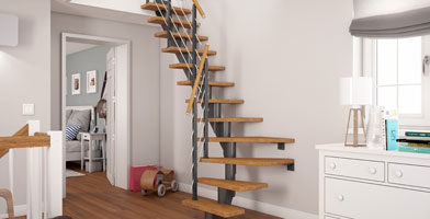 Quarter turn staircase in antrahcite with handrail banister