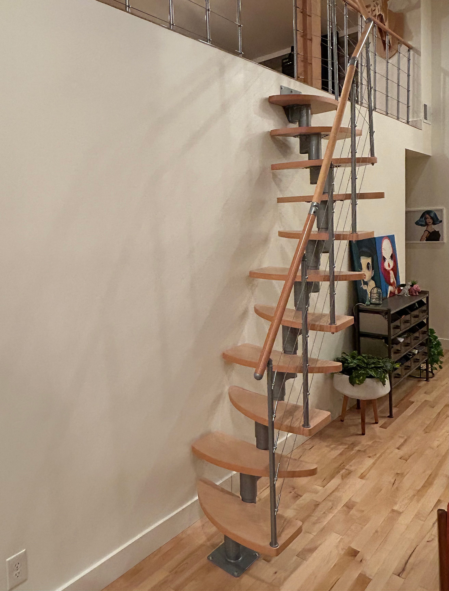 Kitchen with upstair room space shown with stair