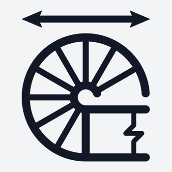 Icon to symbolise diameter on a spiral staircase