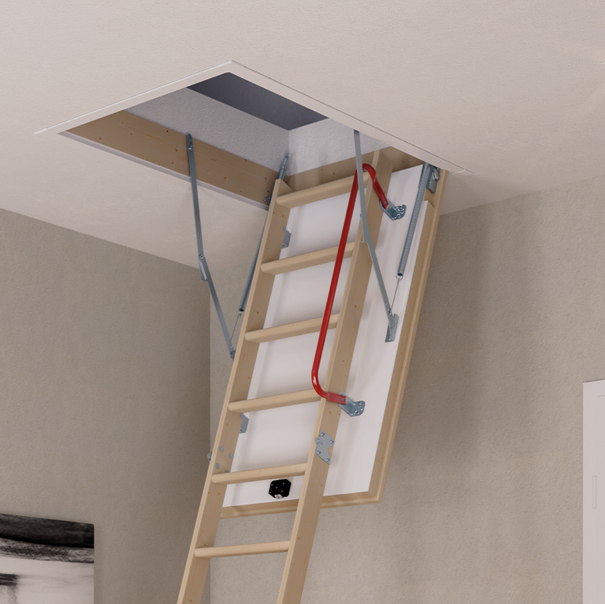 Fire-resistant loft ladder with timber ladder