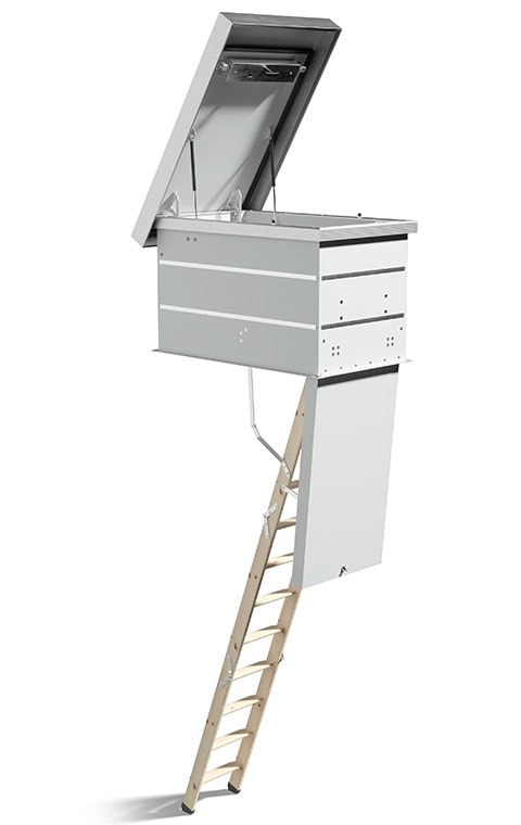 Roof Hatch made of hot-dip galvanized steel and loft ladder 